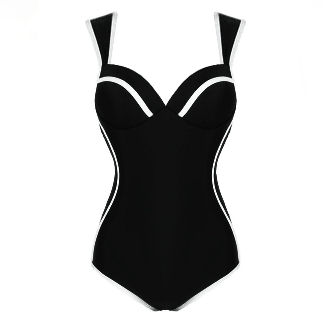 Damen Hochwertiger Einteiler Badeanzug mit elegantem Kontrastdesign Drune