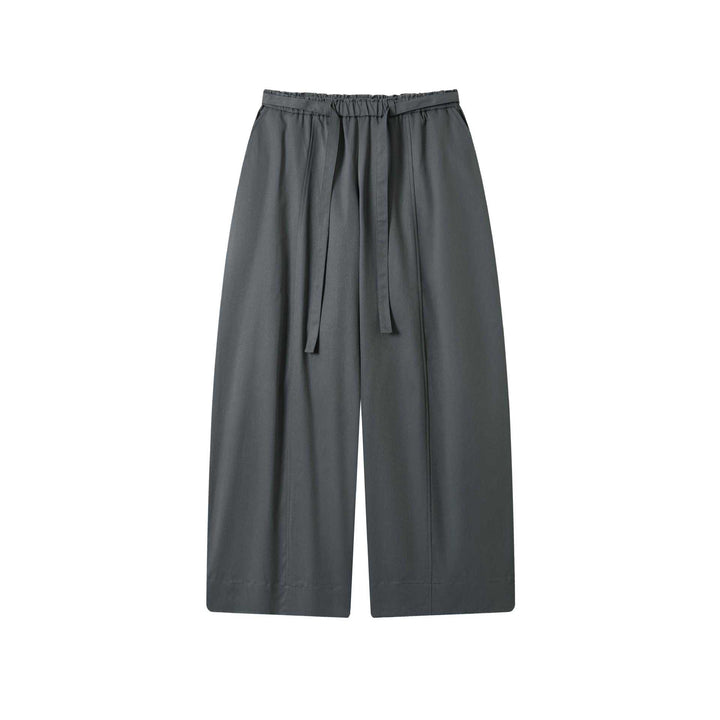 Damen Culotte-Hose mit hoher Taille weitem Bein und Bindegürtel Drune
