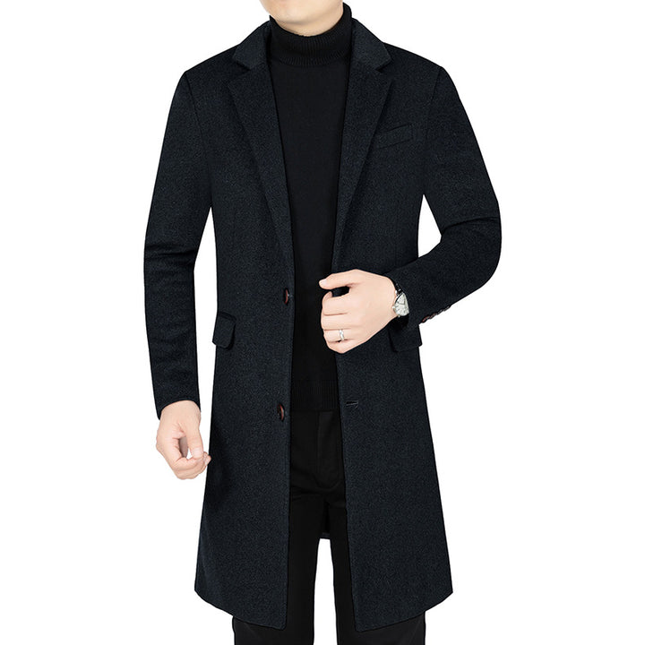 Herren Langer Wollmix-Mantel mit durchgehendem Kunstfell-Futter und schlanker Silhouette Drune