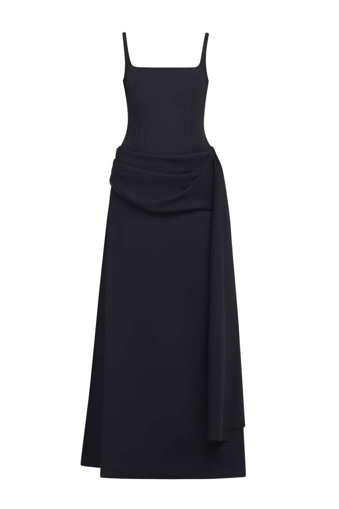 Damen Elegantes Maxikleid mit transparenten Ärmeln und drapiertem Rock Drune