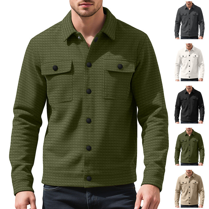 Herren nan Hemdjacke mit quadratischer Steppstruktur Druckknopffront und Brustklappen Drune