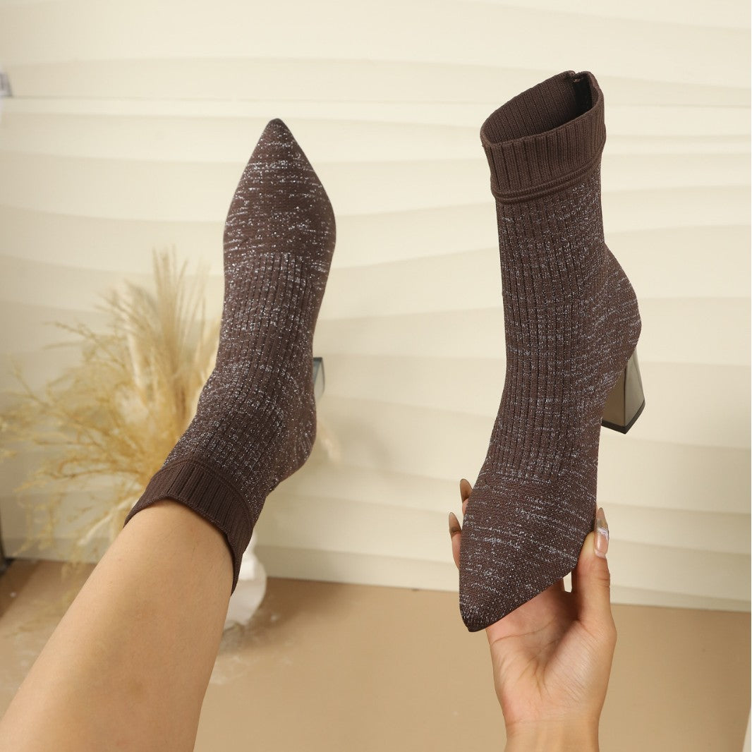 Damen Elegante Strumpfstiefeletten Drune
