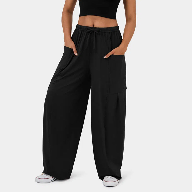 Damen Weite Freizeit-Hose mit elastischem Bund und praktischen Taschen Drune