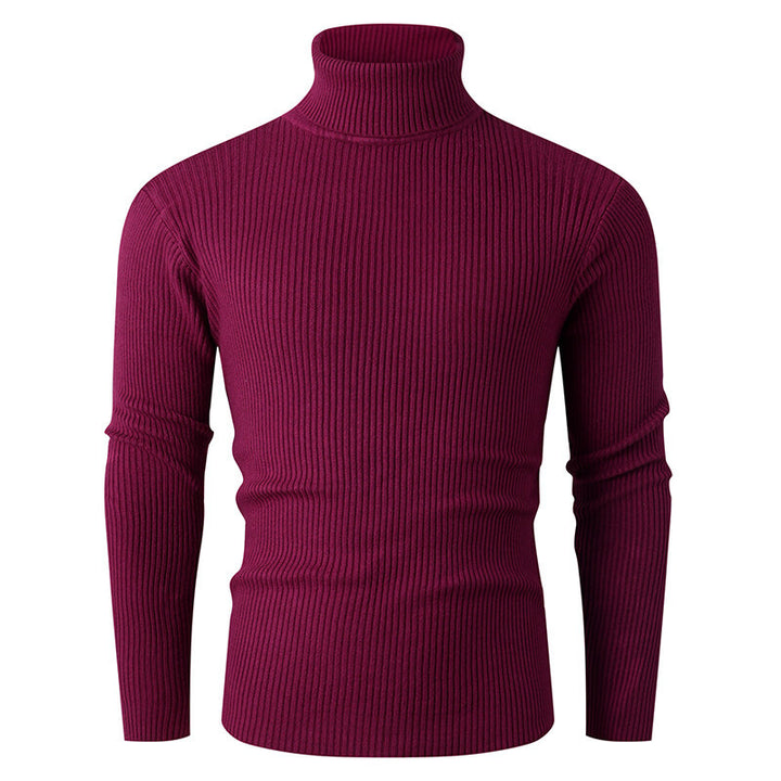 Herren nan taillierter Rippen-Strick Rollkragenpullover Slim Fit Drune