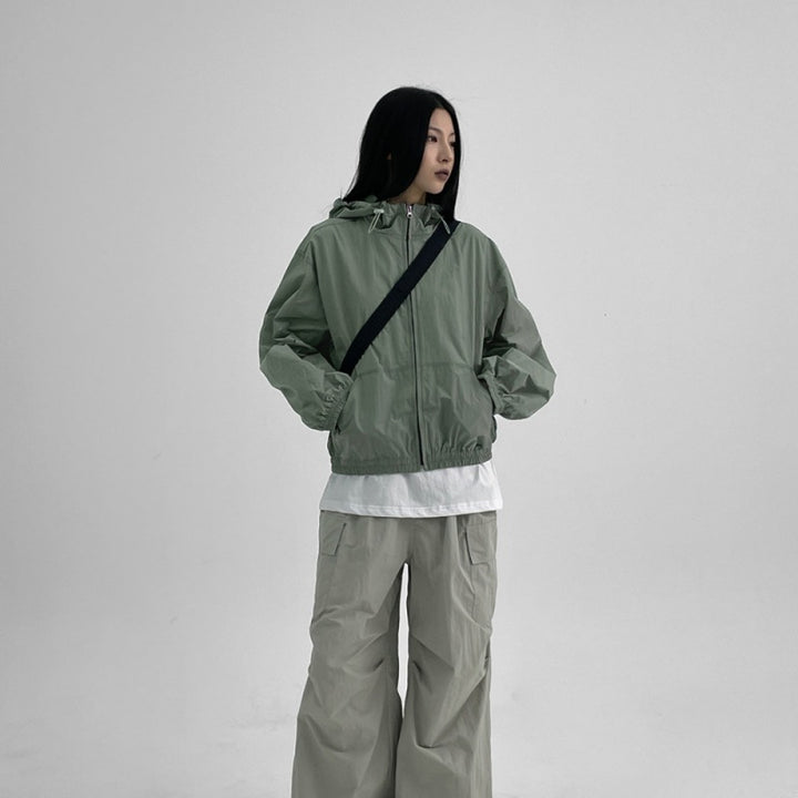 Damen leichte Kapuzenjacke mit verstellbarem Kordelzug Drune
