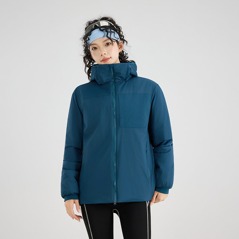 Damen Isolierte Outdoor-Steppjacke mit Kapuze, Brustpasse und elastischen Bündchen Drune