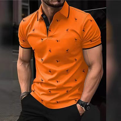 Herren Polohemd mit einzigartigem Flamingo-Muster Drune