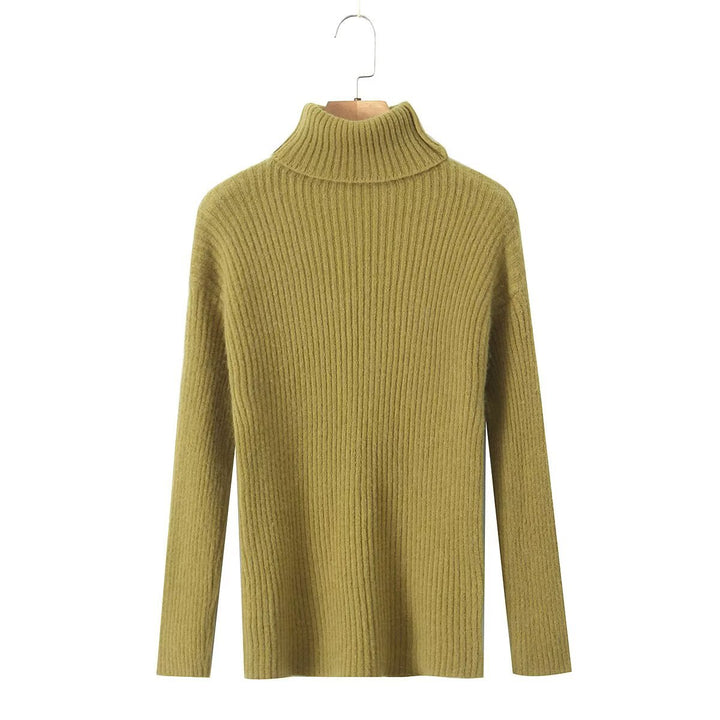 Damen Grobstrickpullover mit Stehkragen Drune