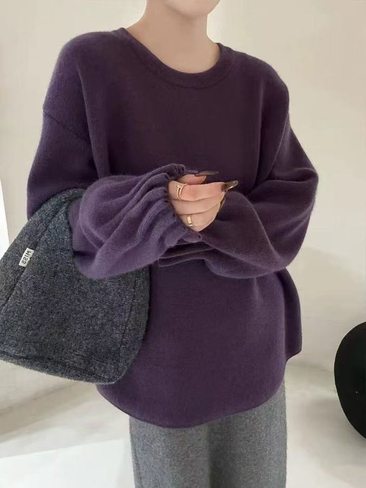 Damen lässiger Pullover mit strukturiertem Ärmel-Wickeldesign Drune