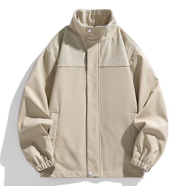 Damen Oversize-Übergangsjacke mit Cordbesatz und Stehkragen Drune
