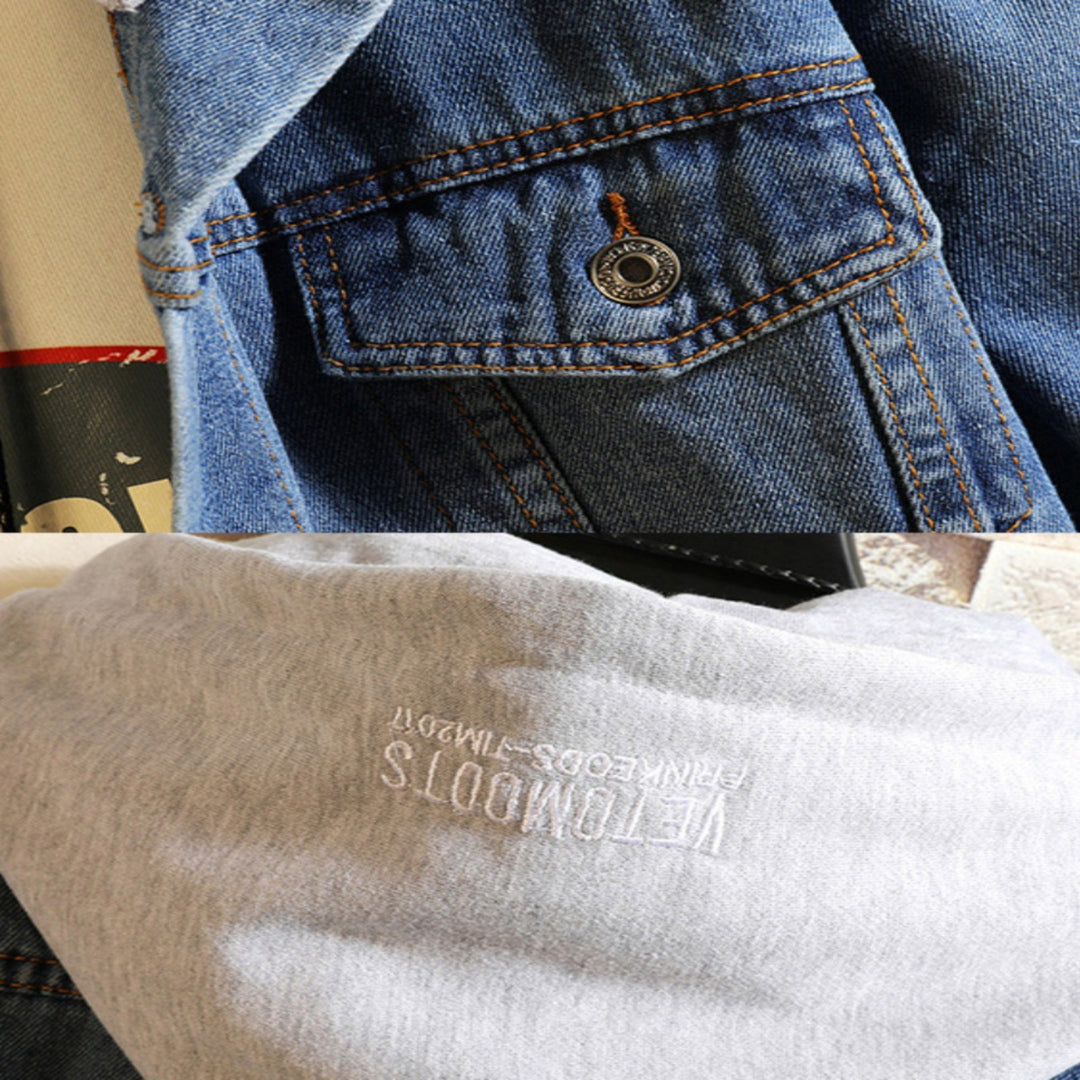 Herren Modische Denimjacke mit Kapuze Drune