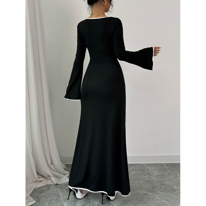 Damen Elegantes Maxikleid mit weiten Ärmeln und quadratischem Ausschnitt Drune