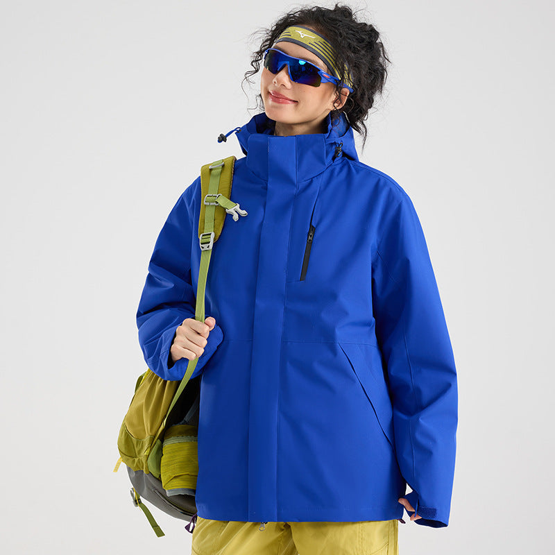 Damen Leichte wasserdichte Parka-Kapuzenjacke mit versiegelten Nähten und Kordelzug Drune