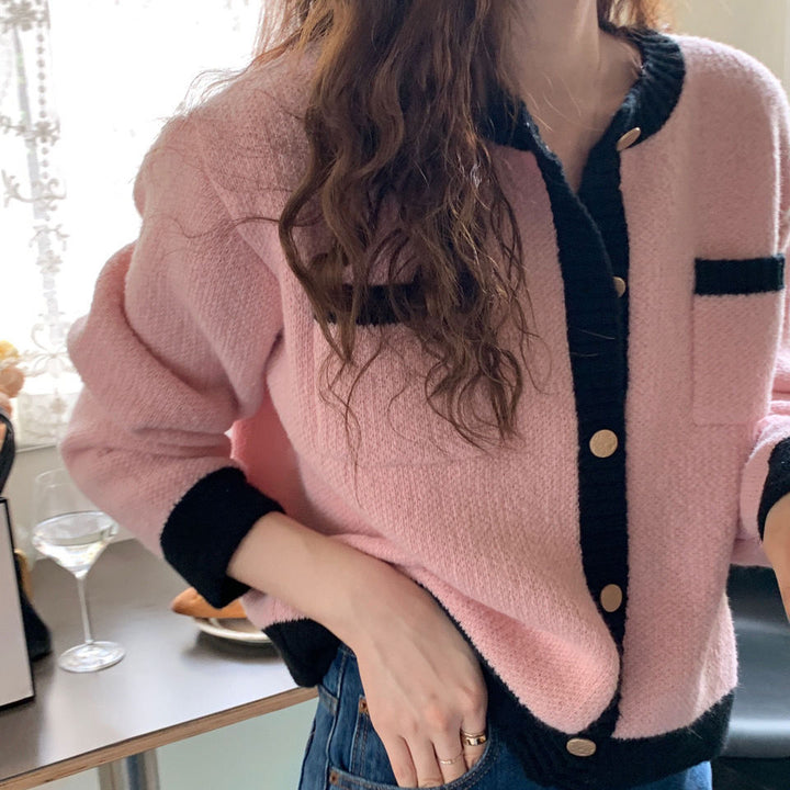 Damen modische Strickjacke mit kontrastierenden Details Drune