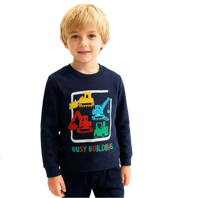 Jungen Sweatshirt mit kreativem Baustellenfahrzeug-Design Drune