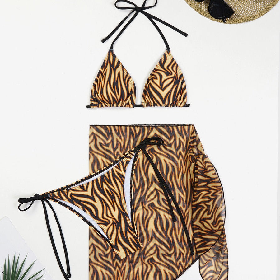 Damen Triangle Bikini Set mit durchsichtigem Cover-Up Drune