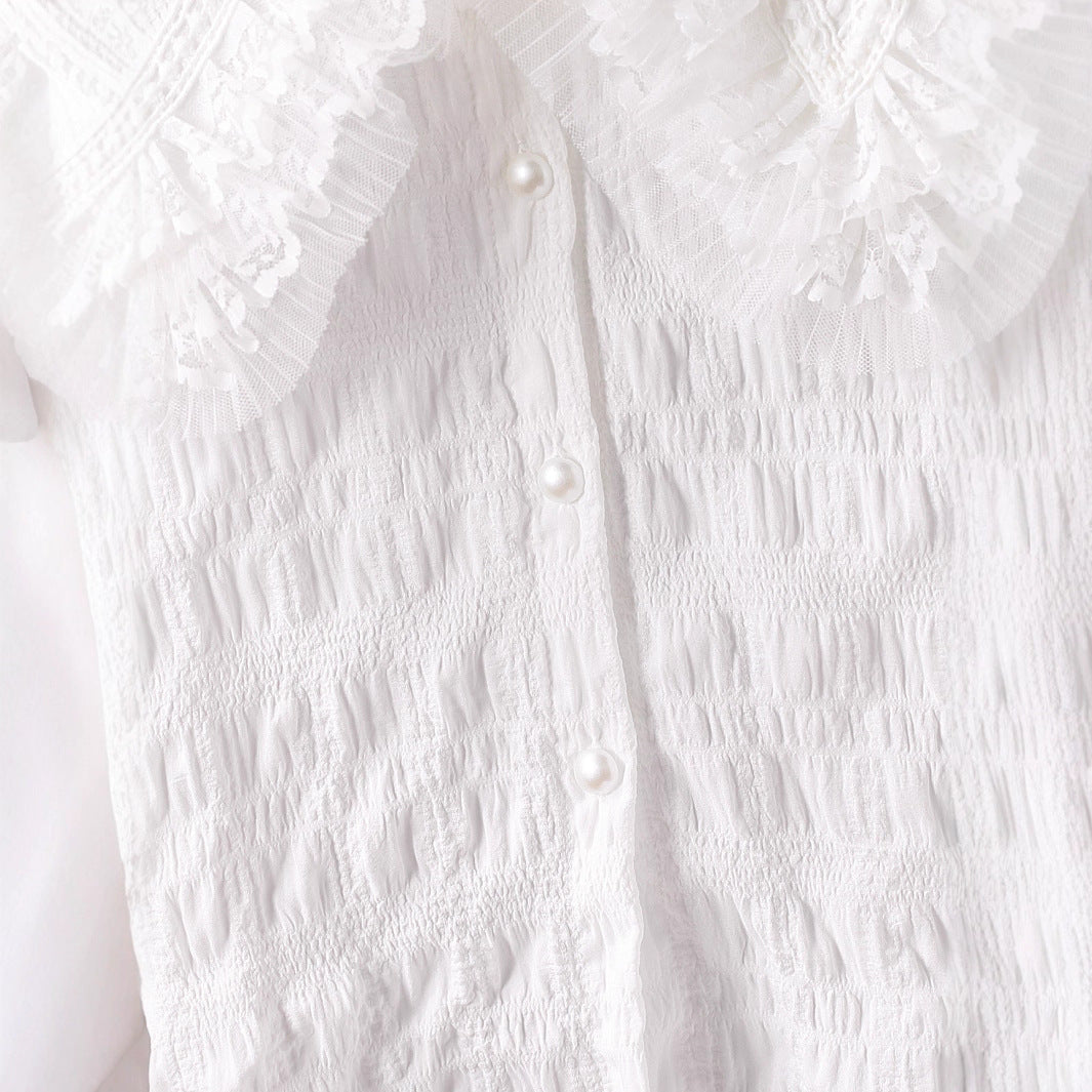 Damen Bluse mit voluminösem Rüschenkragen Drune