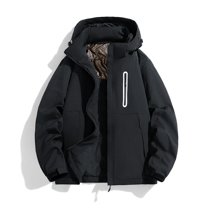 Herren wasserabweisende gesteppte Winterjacke mit Kapuze, thermischer Isolierung und reflektierender Brusttasche Drune