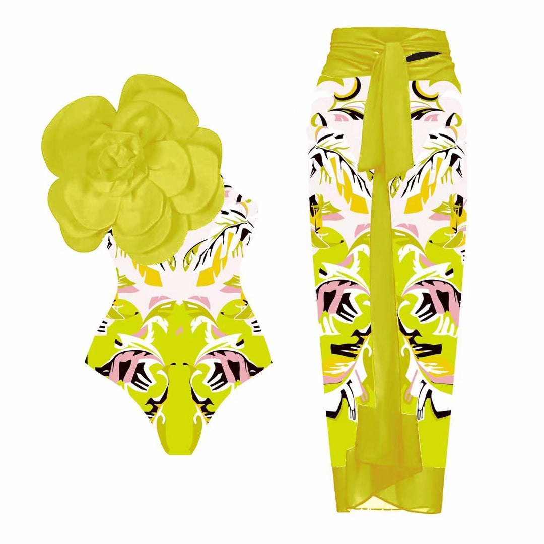 Damen Eleganter Einteiler mit kunstvoller Blumendekoration Drune