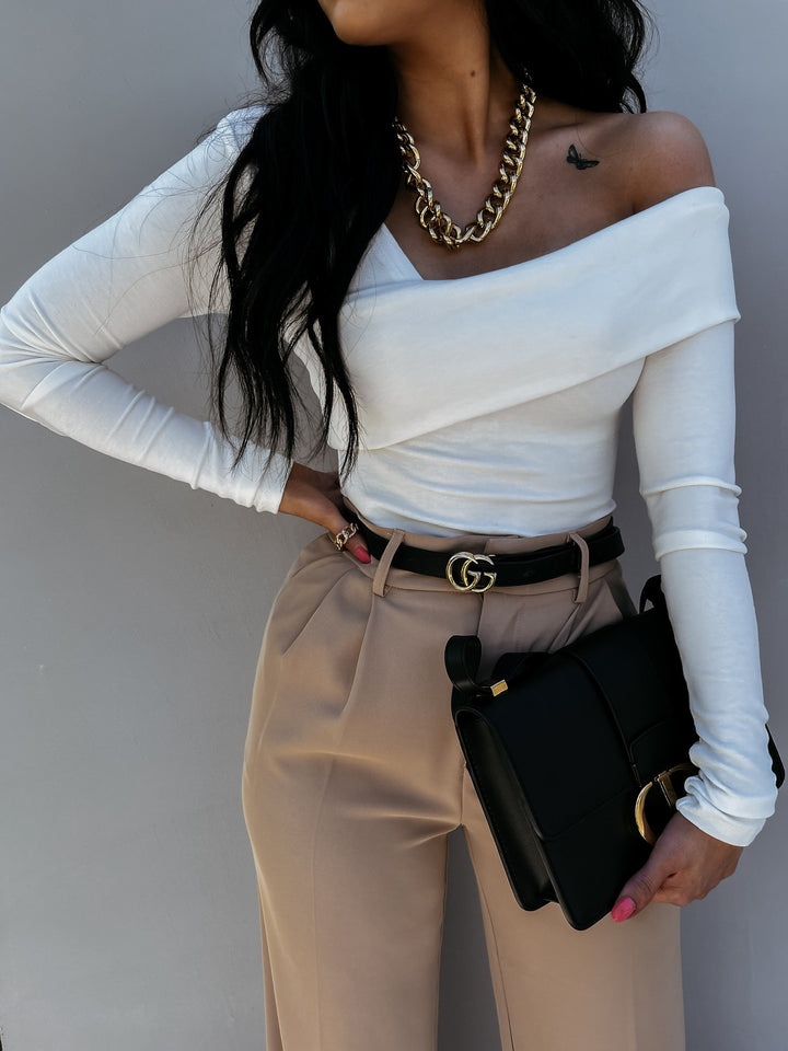 Damen Elegantes Oberteil mit asymmetrischem Schnitt und langen Ärmeln Drune