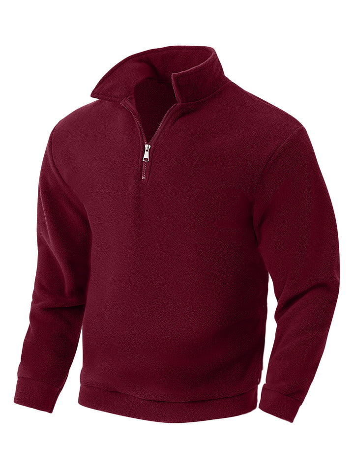 Herren Fleece-Halbzip-Pullover mit Stehkragen, weichem Teddy-Fleece und elastischen Bündchen Drune