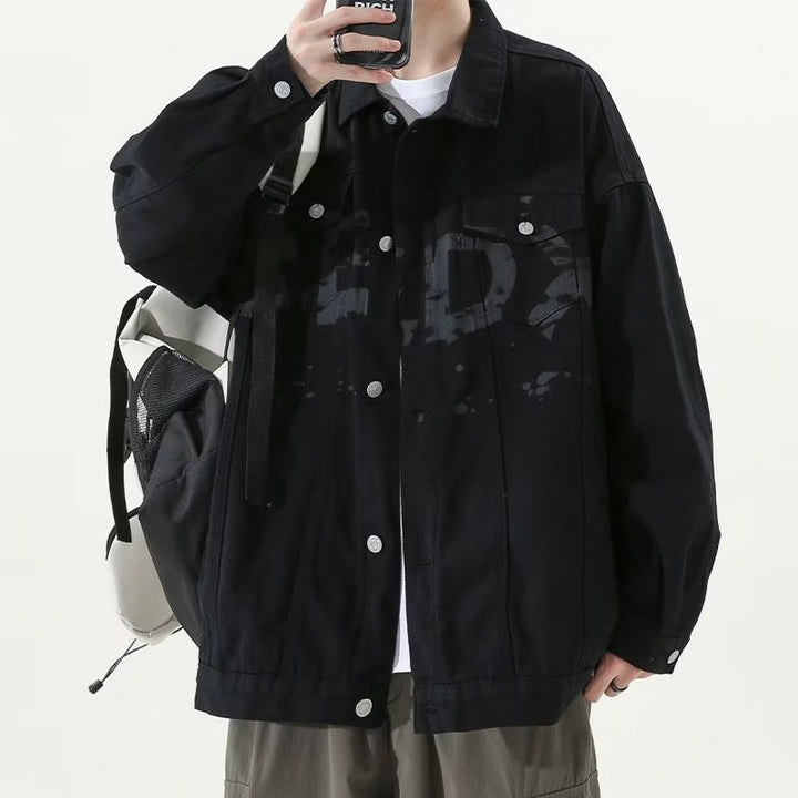 Herren Modische Denimjacke mit Brusttaschen Drune