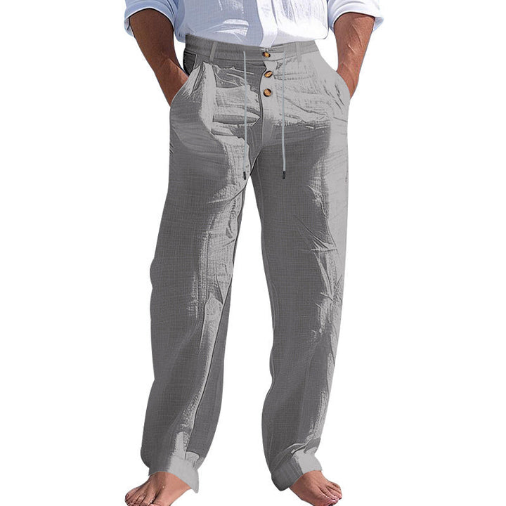 Herren lässige Hose mit hohem Bund und bequemen Taschen Drune