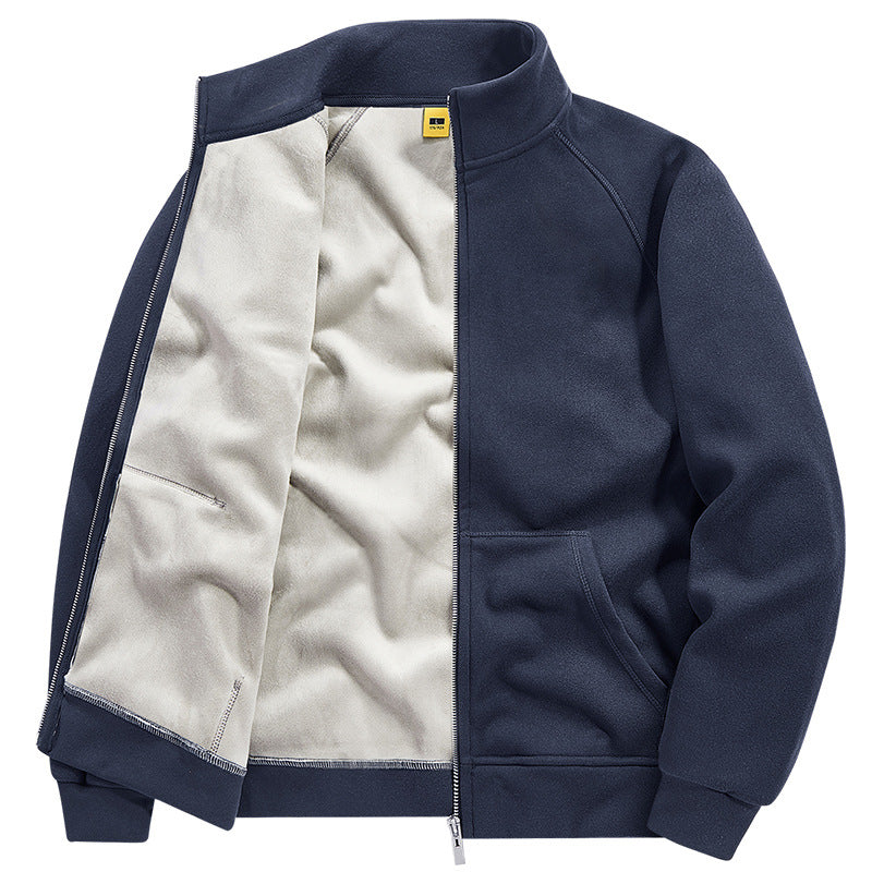 Herren Isolierte Plüschfutter-Sweatjacke mit Stehkragen und verdeckten Innentaschen Drune