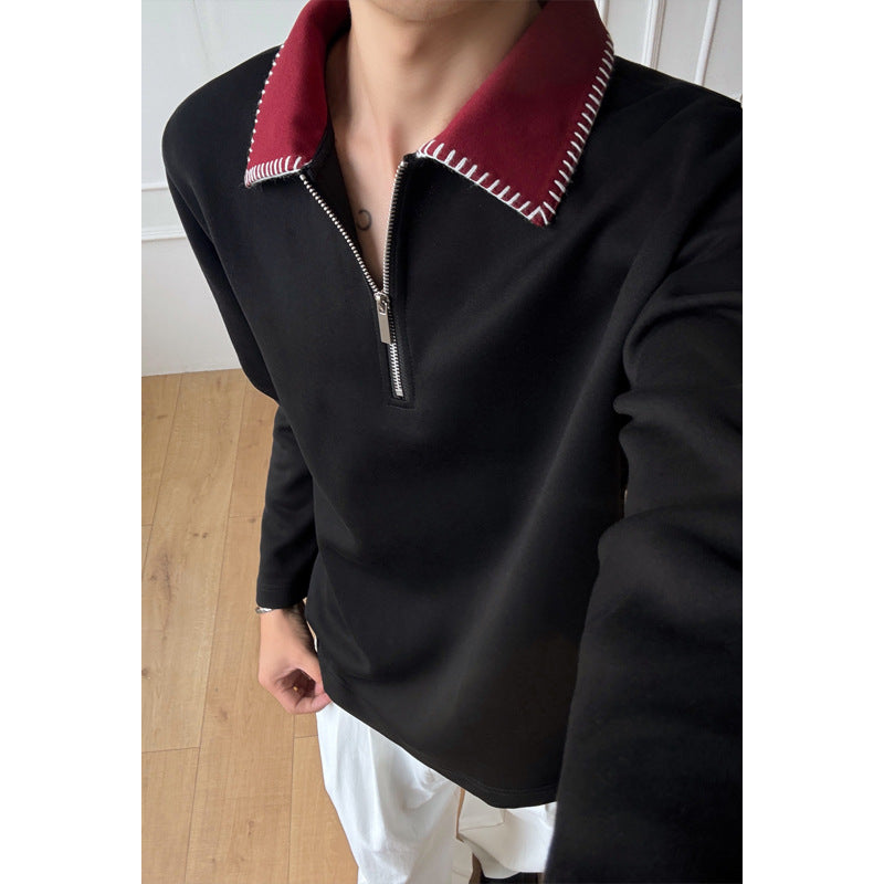 Herren Lässiger Pullover mit Reißverschluss Drune