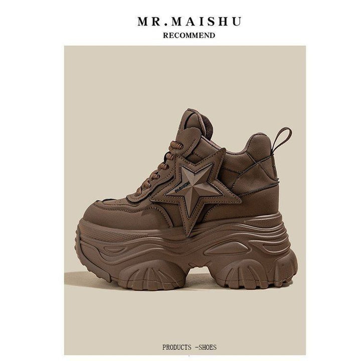 Damen Chunky Sneaker mit modischem Sternen-Design und extragroßer Sohle Drune