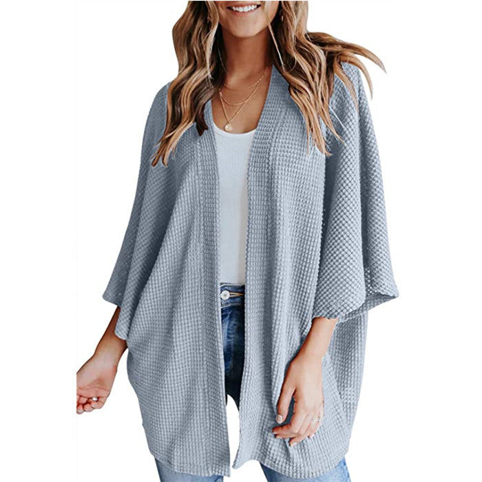Damen lässiger Strickjacke im Waffelmuster Drune