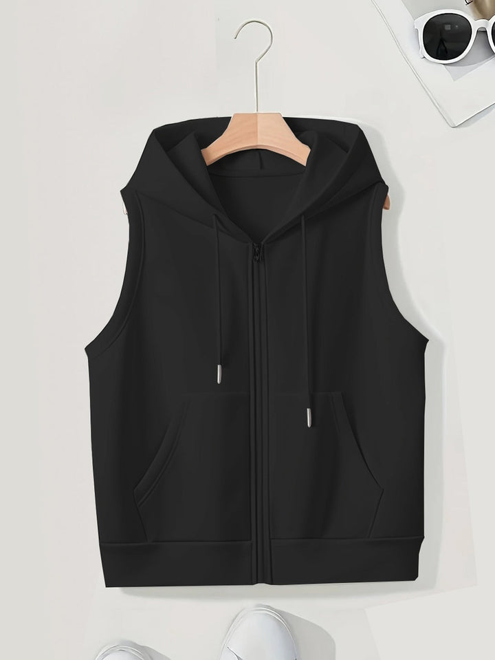 Damen sportliche Kapuzenweste mit Reißverschluss und praktischen Taschen Drune