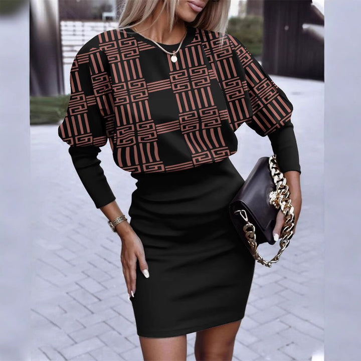 Damen figurbetontes Kleid mit puffärmelndem Oberteil und elastischer Taille Drune