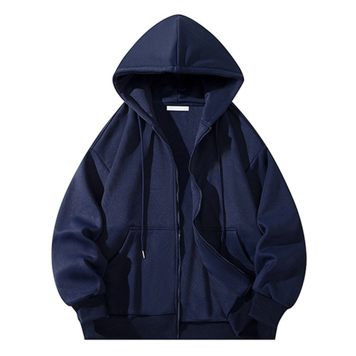 Herren Oversize Reißverschluss‑Kapuzenjacke aus schwerer Sweatqualität mit Kängurutaschen Drune