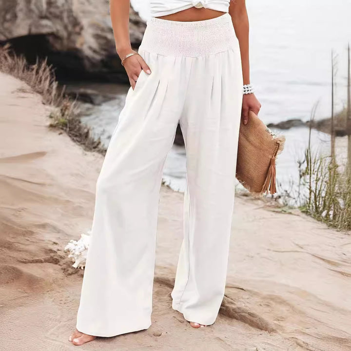 Damen Weite Sommerhose mit elastischem Bund und lockerem Schnitt Drune