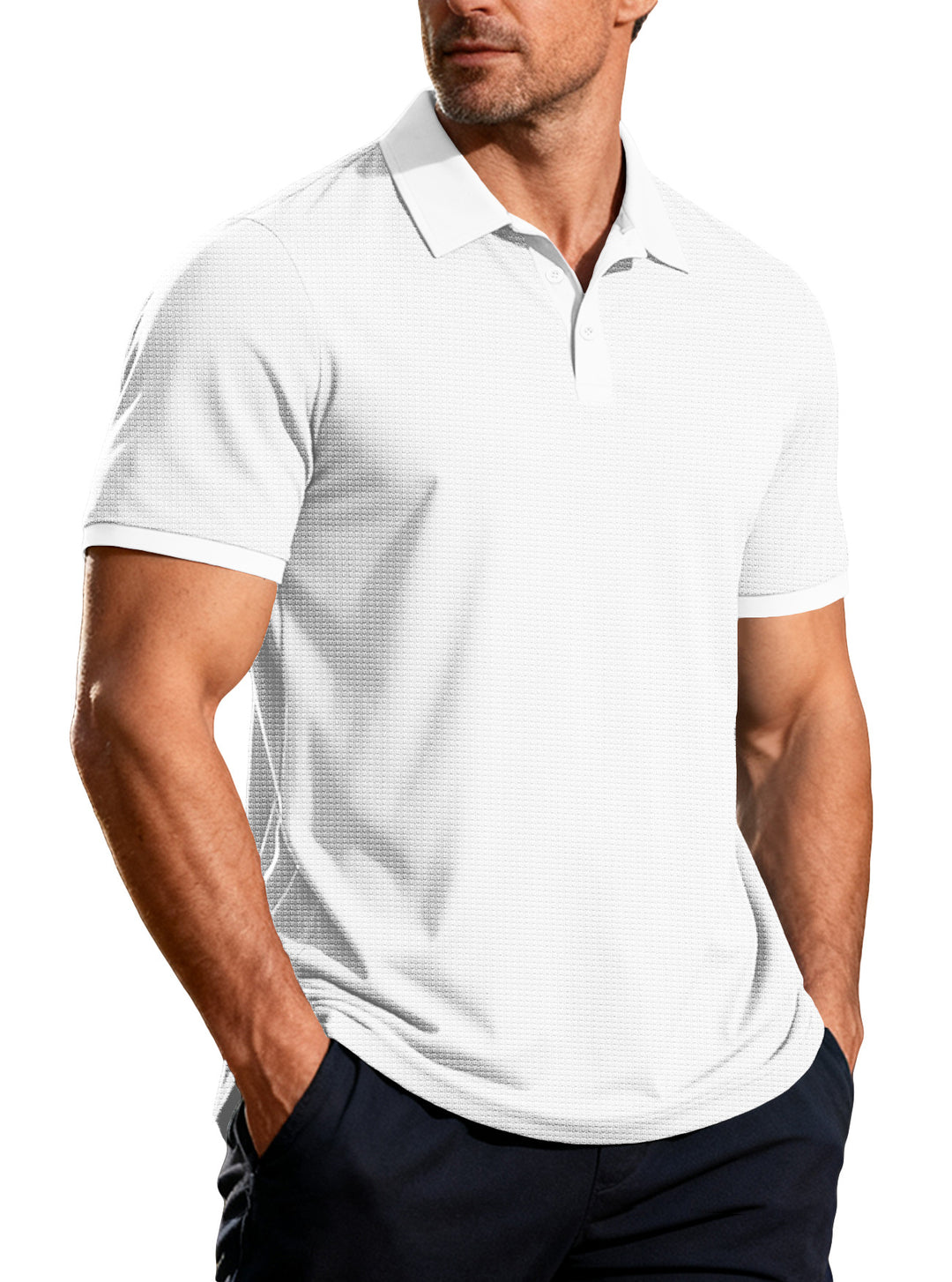 Herren nan strukturiertes Piqué-Kurzarm-Poloshirt mit Hemdkragen Drune