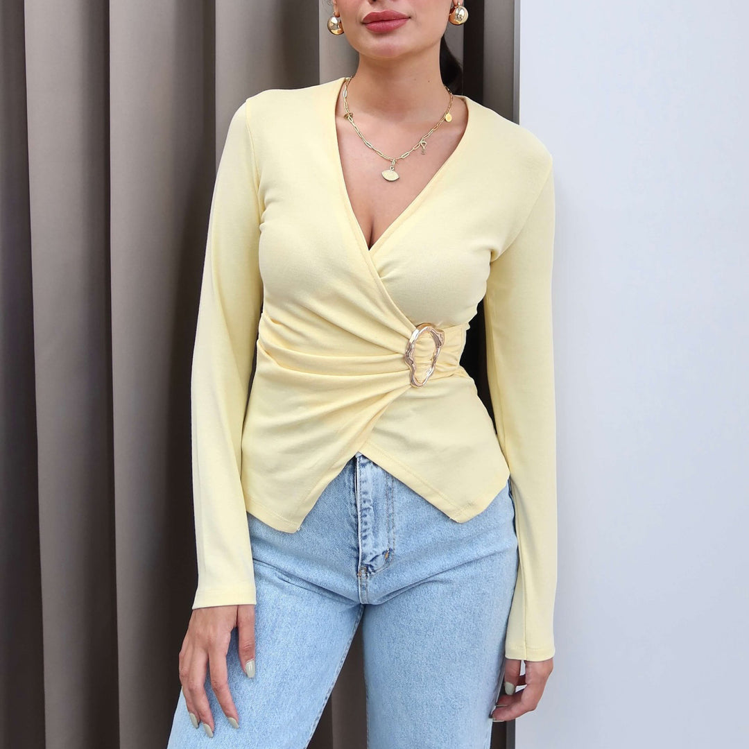 Damen Wickeloberteil mit dekorativem Ringdetail und tailliertem Schnitt Drune