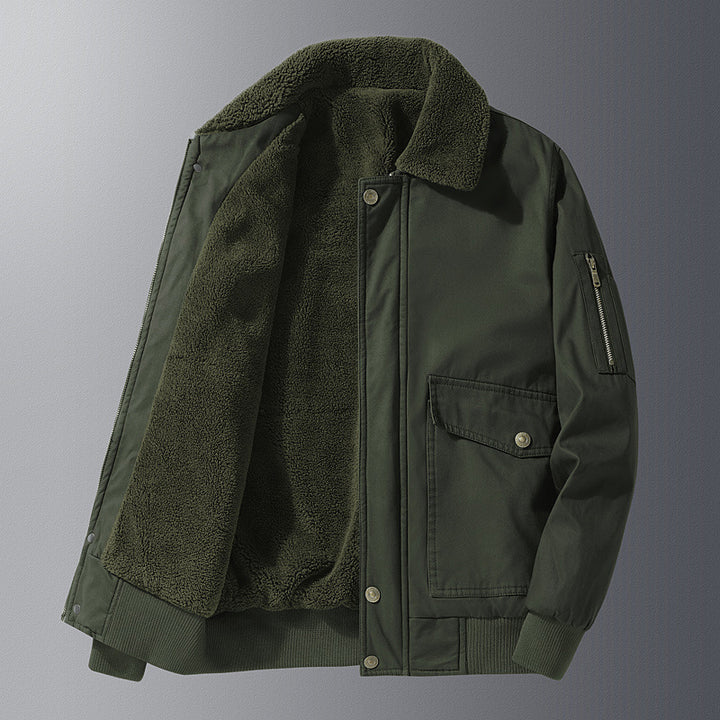 Herren Thermo-Pilotenblouson mit durchgehendem Teddyfleece, Pattentaschen und Ärmel-Organizer Drune