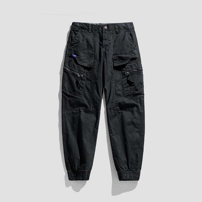 Herren Multifunktionale Cargo-Jogginghose im Tactical-Canvas-Stil mit Knie‑Paneelen, Reißverschluss‑ und Klappentaschen Drune