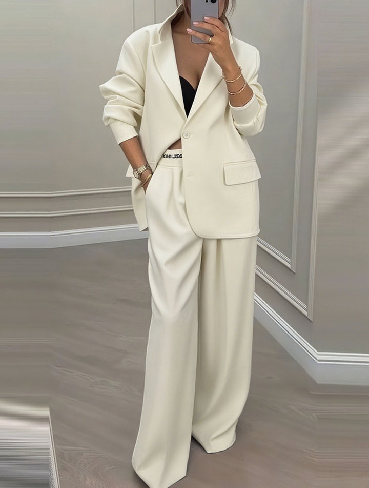 Damen elegantes Blazer- und Hose-Set mit weitem Schnitt und modernem Design Drune