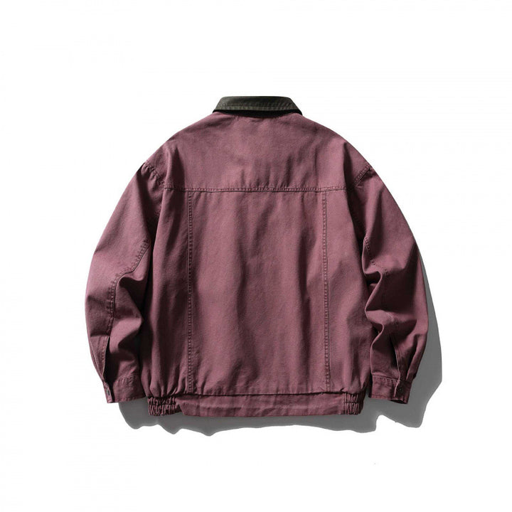 Unisex Kastenförmige Overshirt‑Jacke aus Baumwoll‑Canvas mit Cordkragen, Druckknopfleiste und elastischem Saum Drune