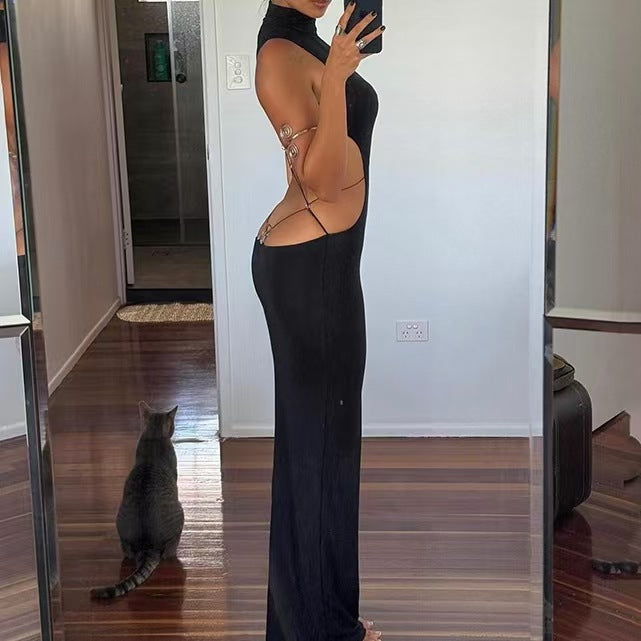 Damen Figurbetontes Maxikleid mit eleganten Cut-Out-Details Drune