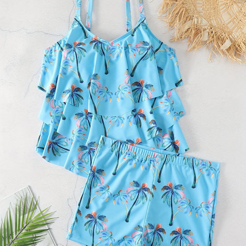 Damen Rüschen-Bikini-Top mit Shorts Drune