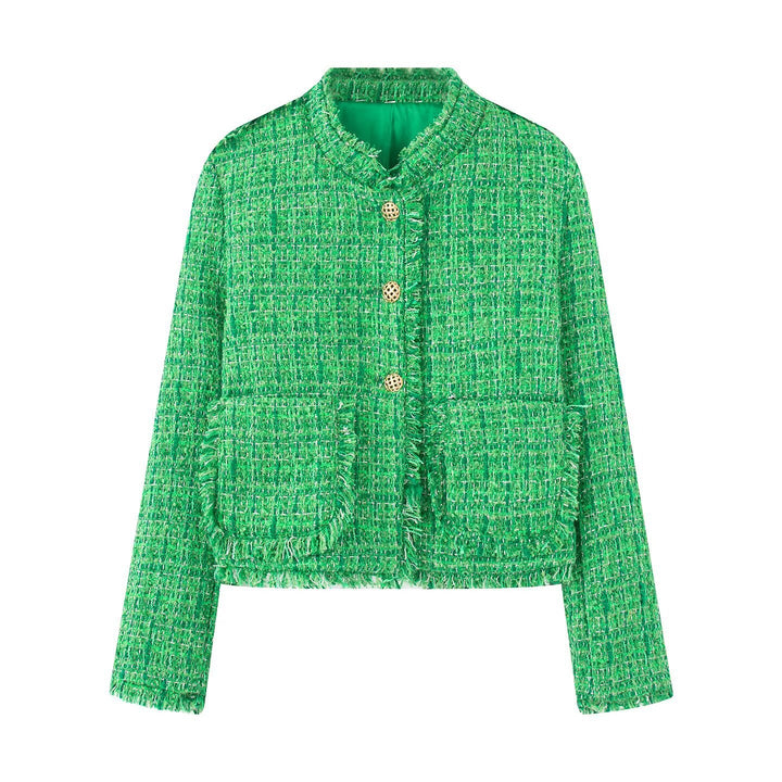 Damen Kurzjacke mit strukturiertem Design und goldenen Knöpfen Drune