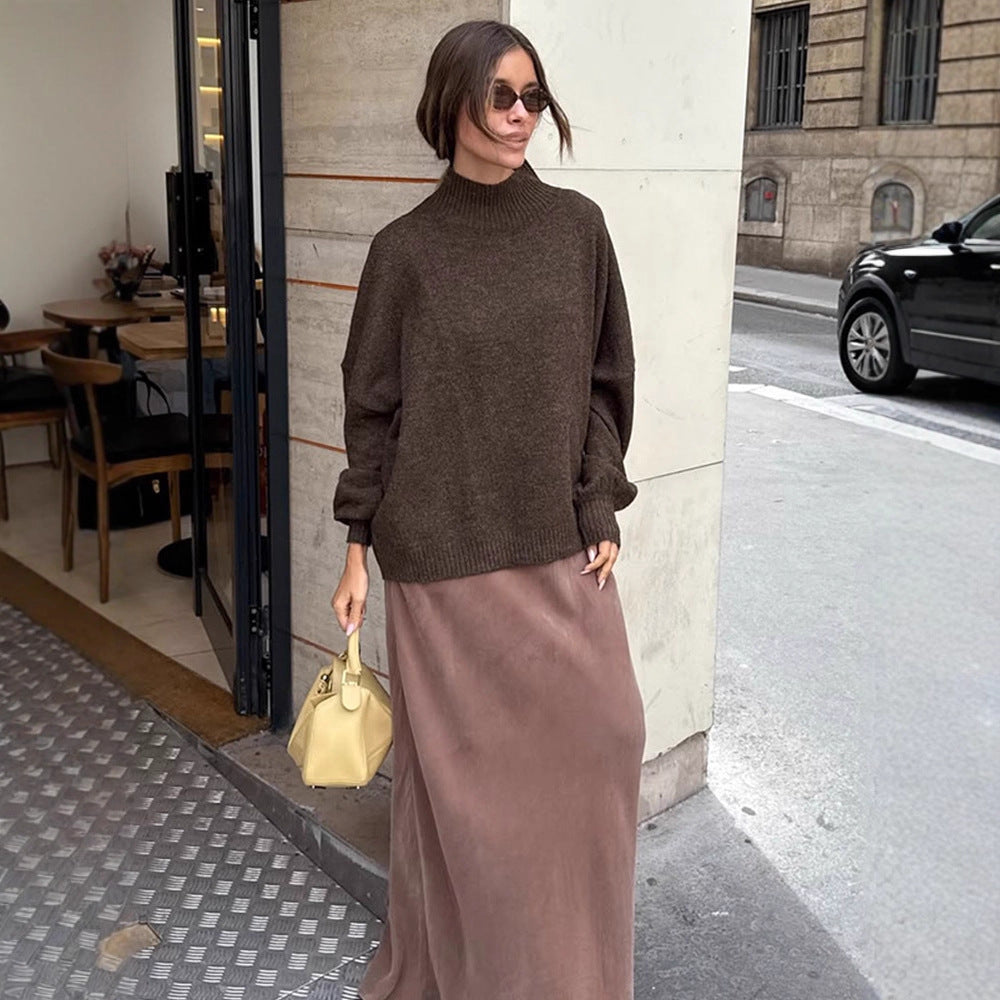 Damen Oversized Rollkragenpullover aus feinem Strick mit Ballonärmeln Drune
