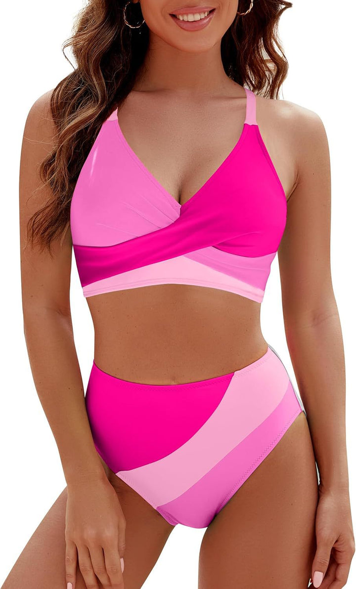 Damen Sportlicher Bikini-Set mit modernem Wickeldesign Drune