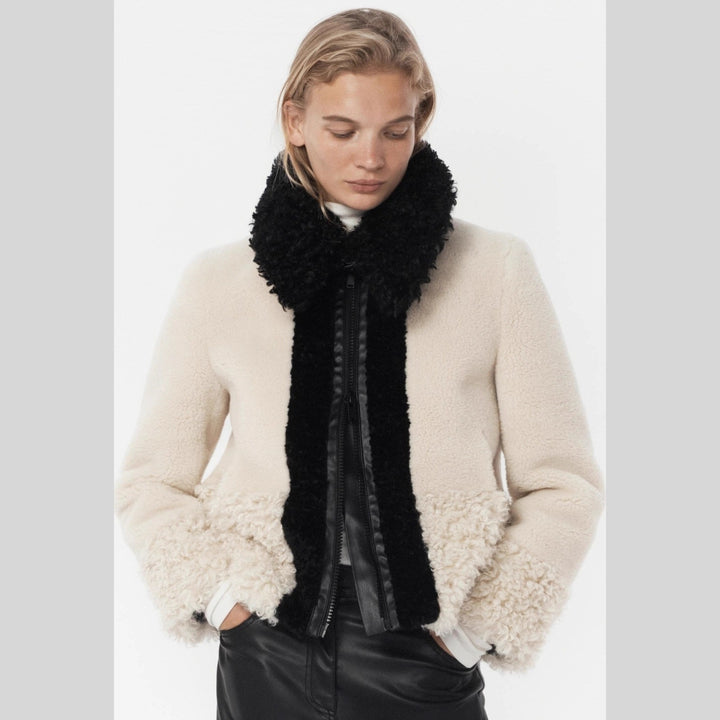 Damen Teddy-Fleece-Blousonjacke mit kontrastierendem Kunstfellkragen Drune