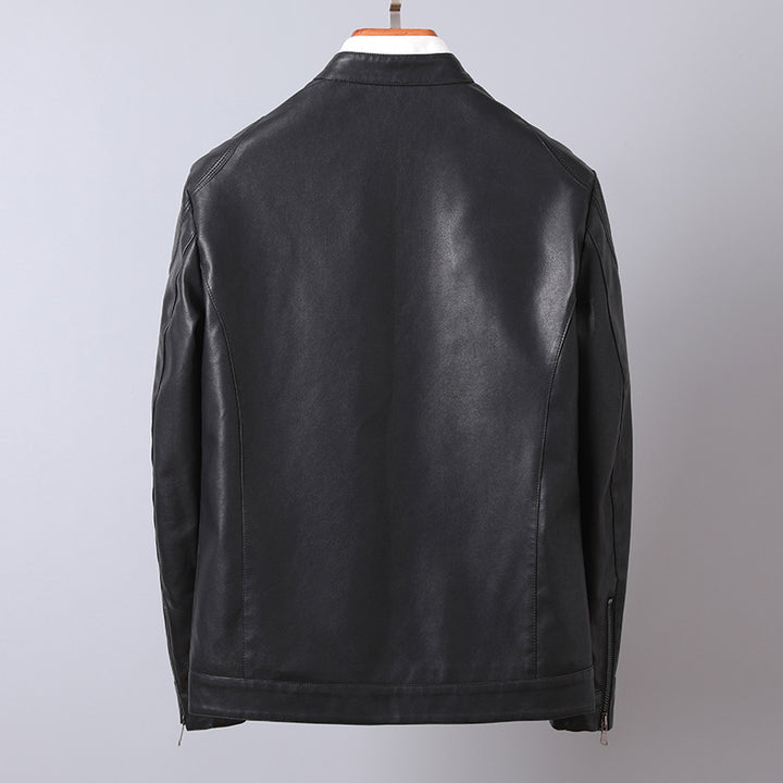 Herren Minimalistisches Kunstleder-Blouson mit Stehkragen und seitlichen Reißverschlusstaschen Drune