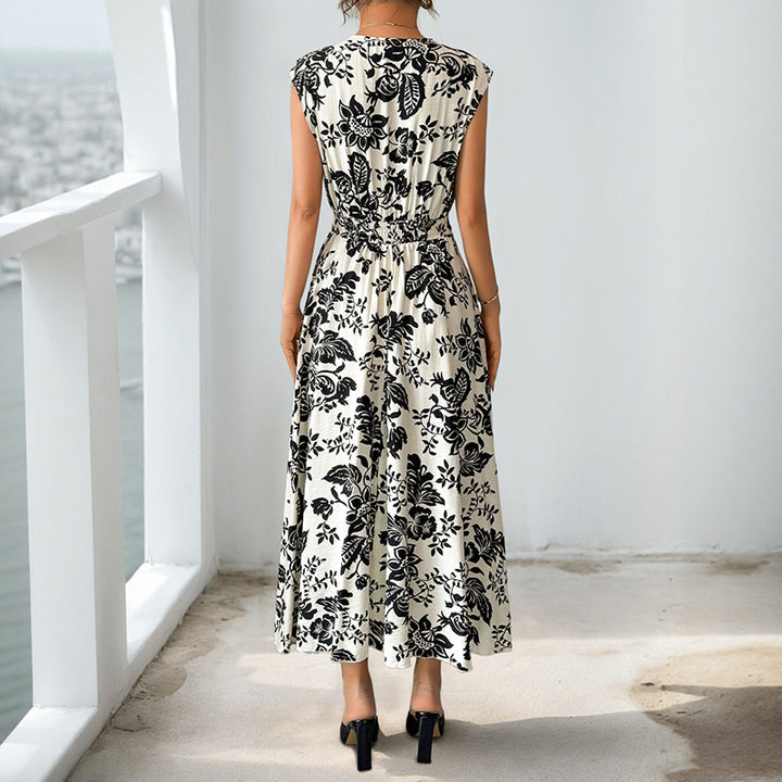 Damen Maxikleid mit floralem Muster und taillierbarem Gürtel Drune