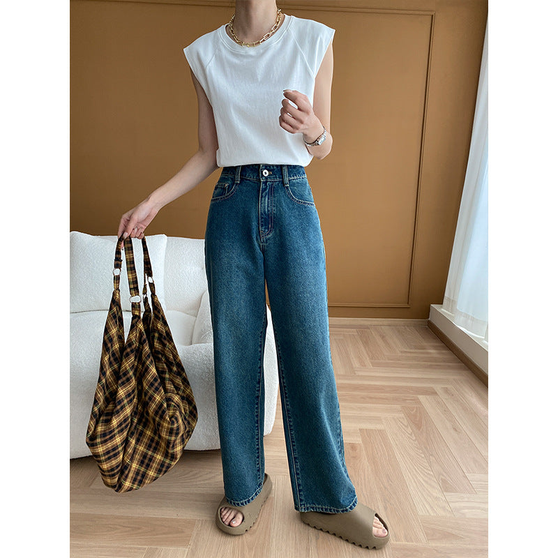 Damen High-Waist Jeans mit weitem Bein und lässiger Silhouette Drune